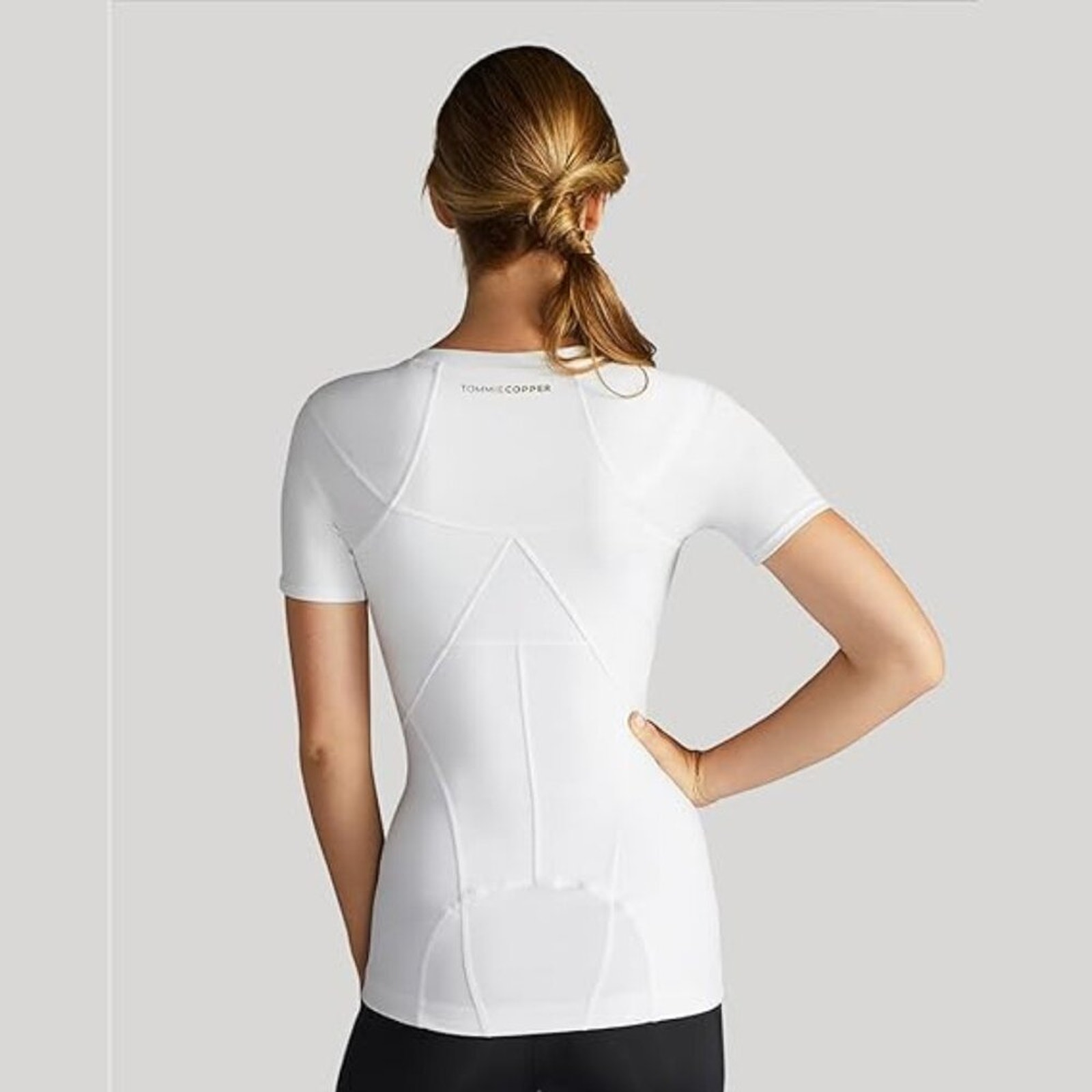 Tommie Copper Women's Compression Shirt Short Sleeve White Large Zip Up Nwot